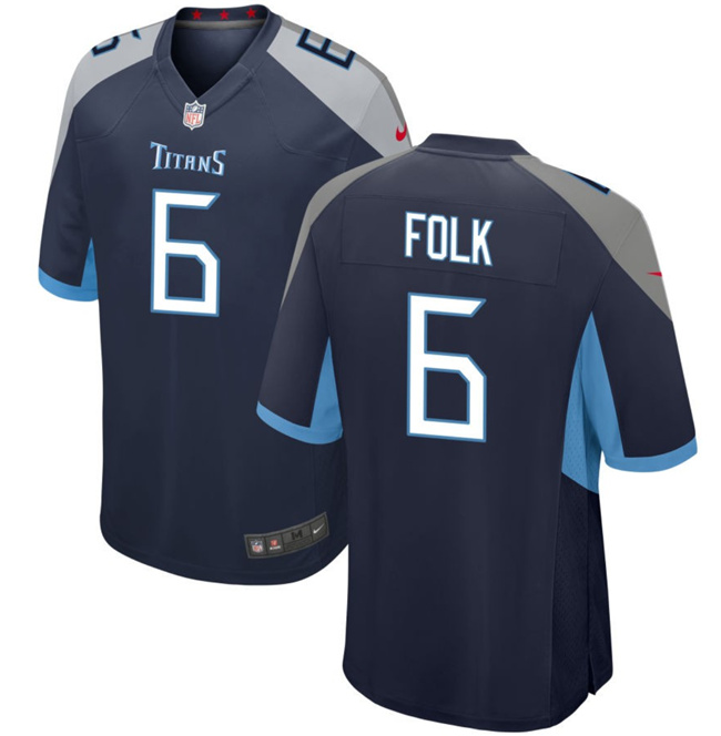 Men's Tennessee Titans #6 Nick Folk Navy Football Stitched Game Jersey